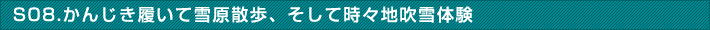 かんじき履いて雪原散歩、そして時々地吹雪体験